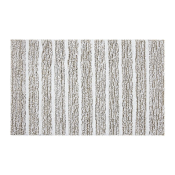 Mineral Spring Spa Luxe Stripe Polyester Tufted Bath Rug, Polished Taupe, 20" x 32"