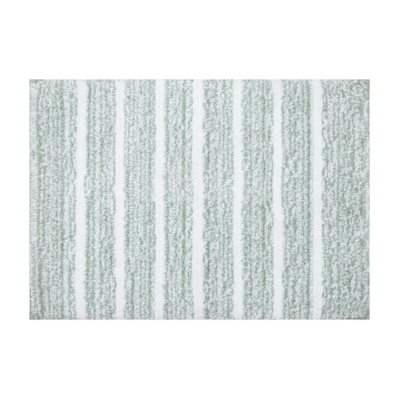 Mineral Spring Spa Luxe Stripe Polyester Tufted Bath Rug, Teal Stone, 17" x 24"