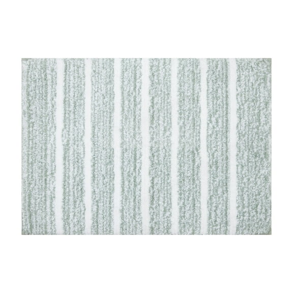 Mineral Spring Spa Luxe Stripe Polyester Tufted Bath Rug, Teal Stone, 17" x 24"