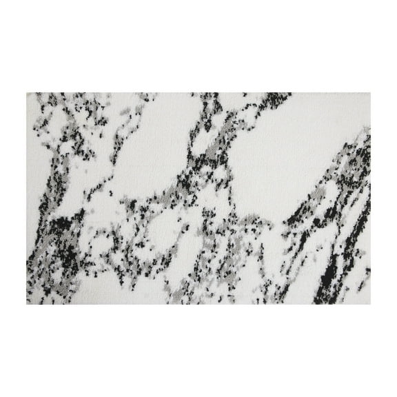 Mineral Spring Tuscan Home Marble Knitted Polyester Bath Rug, Light Gray, 17" x 24"