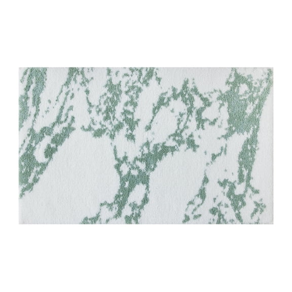 Mineral Spring Tuscan Home Marble Knitted Polyester Bath Rug, Restoration Green, 17" x 24"