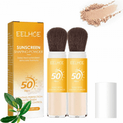 Mineral Sunscreen Powder,SPF 50 PA++ Setting Powder,Concealer Long Lasting Oil Control Sun Protection for All Skin,Lightweight Matte Powder with Brush