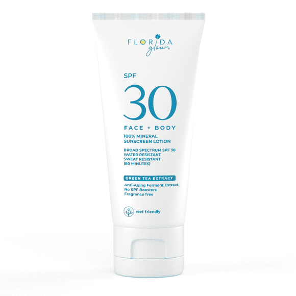 Florida Glow Mineral Sunscreen SPF 30  Reef-Safe, Broad Spectrum, Zinc Oxide Sunblock, 4oz