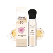 Mineral Translucent Sunscreen Powder SPF 30, Brush-On Oil Control Setting Powder for All Skin Tones, Matte Finish Daily Face Sun Protection, 0.28 oz