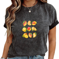 thumbnail image 1 of Mineral Wash Black Mango Grid Print T-Shirt Women's Casual Loose Fit Cute Tropical Fruit Aesthetic Short Sleeve Tops S-2XL, 1 of 5