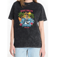 thumbnail image 1 of Mineral Wash Black Stay Salty Skeleton Riding Shark Ocean Beach Surf Club Floral Palm Tree Gothic Print Tshirt Graphic Tees Shirts Tops S-5XL, 1 of 5
