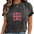 thumbnail image 1 of Mineral Wash Black Watermelon Bow Print T-Shirt Women's Casual Loose Fit Cute Summer Fruit Aesthetic Short Sleeve Tops S-2XL, 1 of 5