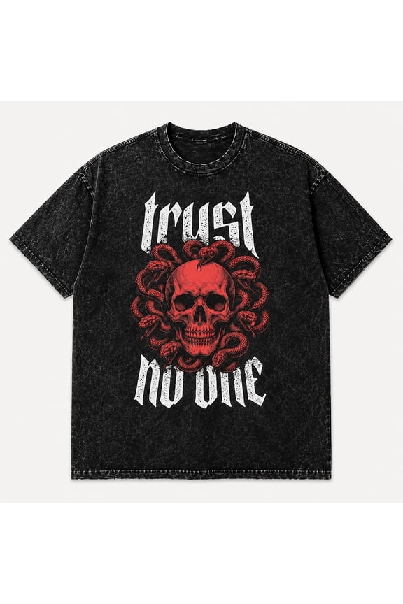 Mineral Washed Graphic T-Shirt, Unisex Classic Fit Cotton Tee