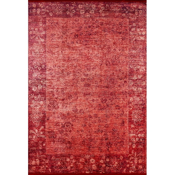 MineralniyeVodi Red Medallion Polyester Area Rugs for Living Room Washable Rugs Boho Moroccan Area Rug Soft Geometric Bohemian Distressed Indoor Rug for Bedroom Dining Room Foldable Nonslip Rug