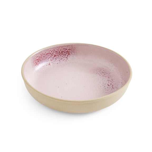 Portmeirion Minerals 8.7-Inch Low Serving Bowl, Rose Quartz - Stoneware from Recycled Clay, Handmade in Portugal, Reactive Glaze for a Unique Look, Microwave & Dishwasher Safe