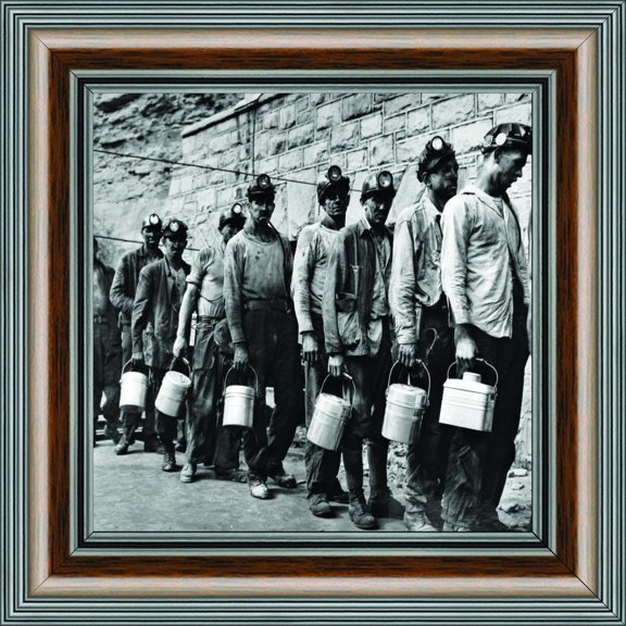 Miners at Lamphouse, Coal Miner Decor, Historical Picture Frame, 10x10 8539