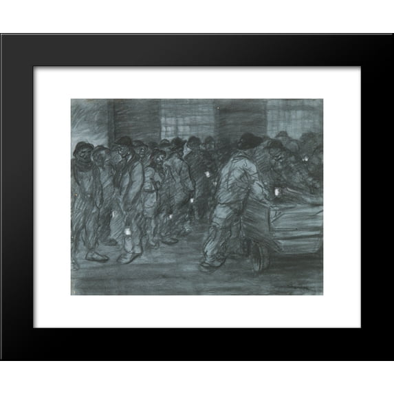 Miners with Lanterns 20x24 Framed Art Print by Theophile Steinlen