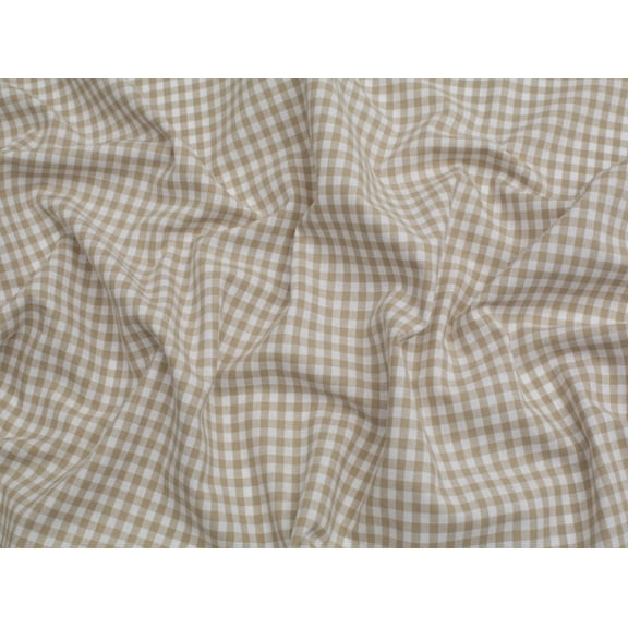 Minerva 1/4 inch Check Vintage Gingham Fabric Beige - per yard