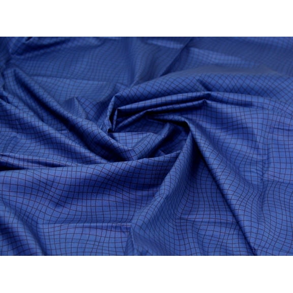 Minerva Deadstock 100% Cotton Fabric, Navy Checks Geometric Print for Quilting, Dressmaking & Bag Making, 44" Wide, By the Yard