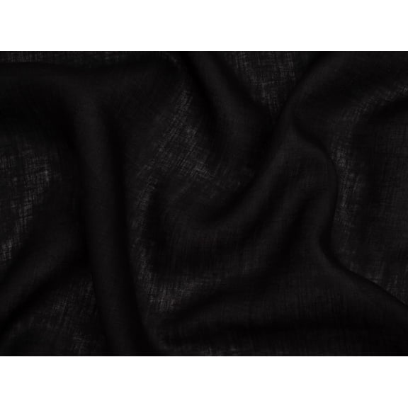 Minerva 100% Fine Natural Linen Fabric Black - per yard