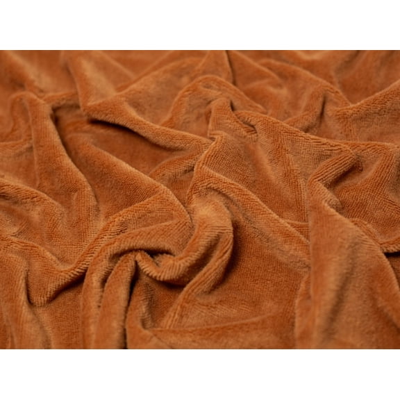 Minerva Bamboo Cotton Velvet Towelling Fabric Ginger - per yard