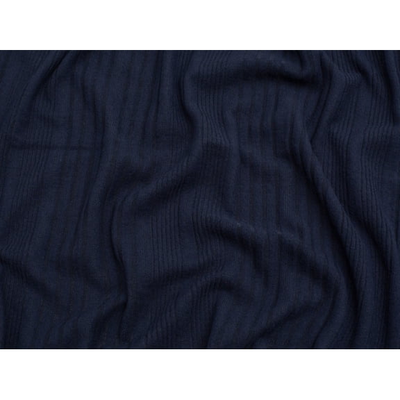 Minerva Brushed Texture Rib Stretch Knit Fabric Navy Blue - per yard