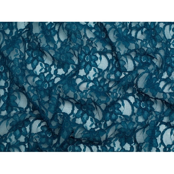 Minerva Chantilly Corded Lace Fabric Petrol Blue - per yard
