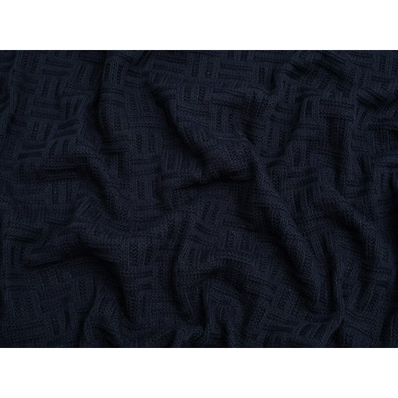 Minerva Chunky Cotton Sweater Knit Stretch Fabric Navy Blue - per yard