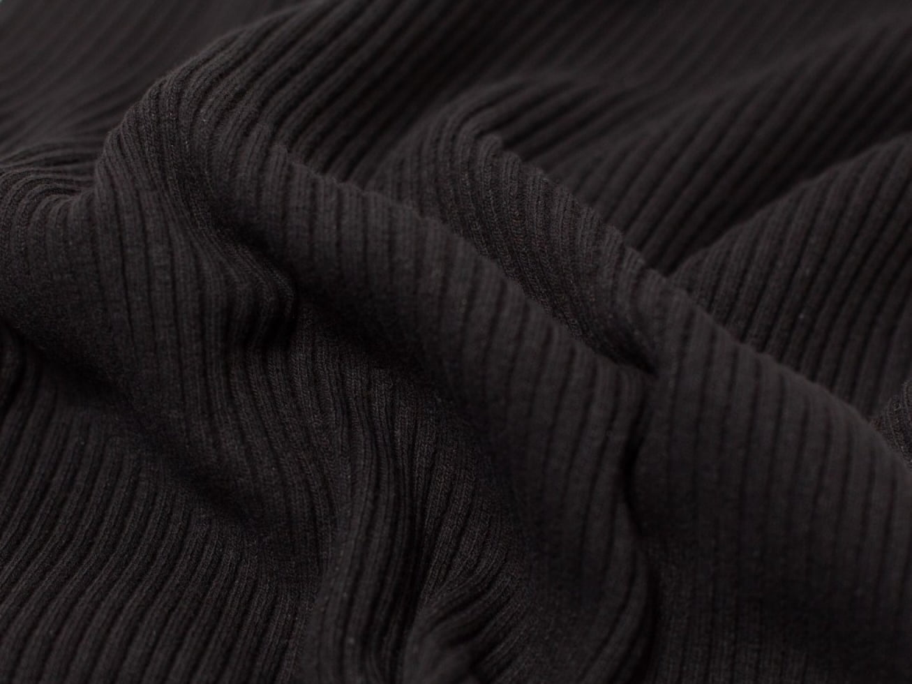 Minerva Chunky Tubular Ribbing Stretch Knit Fabric Black - per yard ...