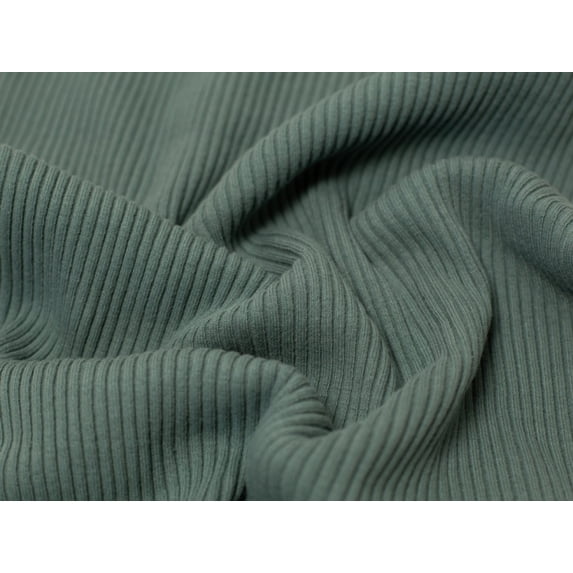 Minerva Chunky Tubular Ribbing Stretch Knit Fabric Soft Forest Green - per yard