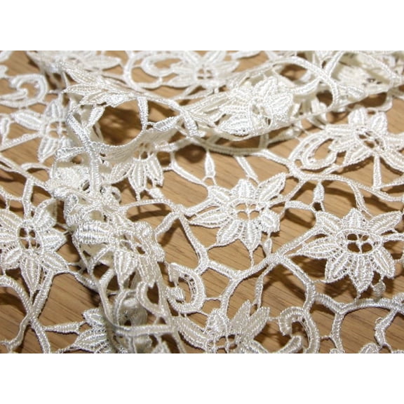 Minerva Clare Guipure Lace Fabric Ivory - per yard