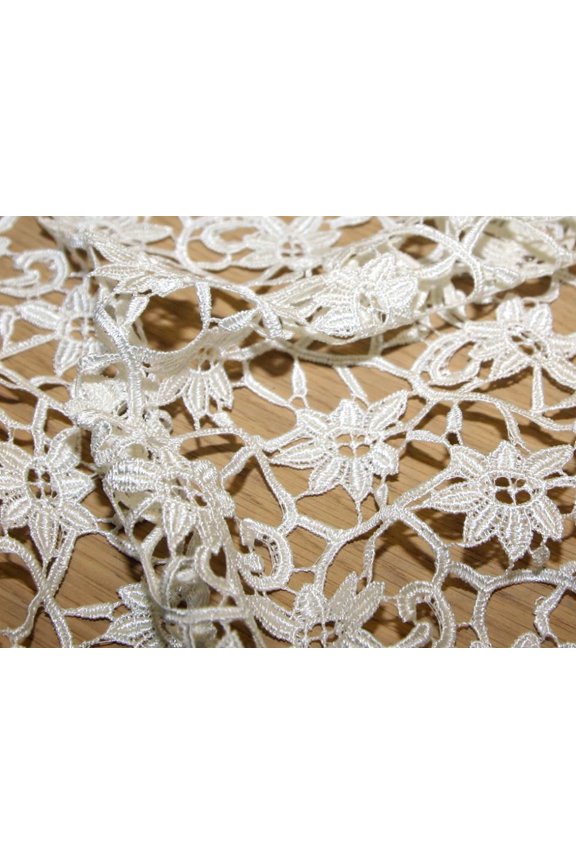 Clare Guipure Lace Fabric Ivory - per yard