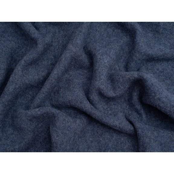Minerva Core Range 100% Pure Boiled Wool Coating Fabric Melange Indigo Blue - per yard