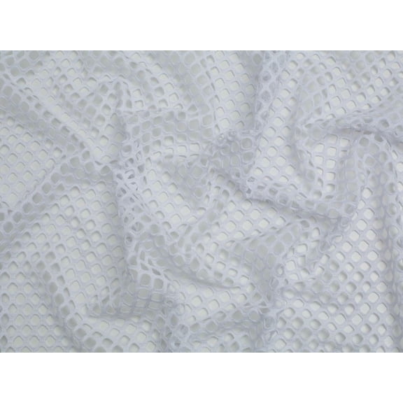 Minerva Core Range Chunky Fish Net Mesh Fabric White - per yard