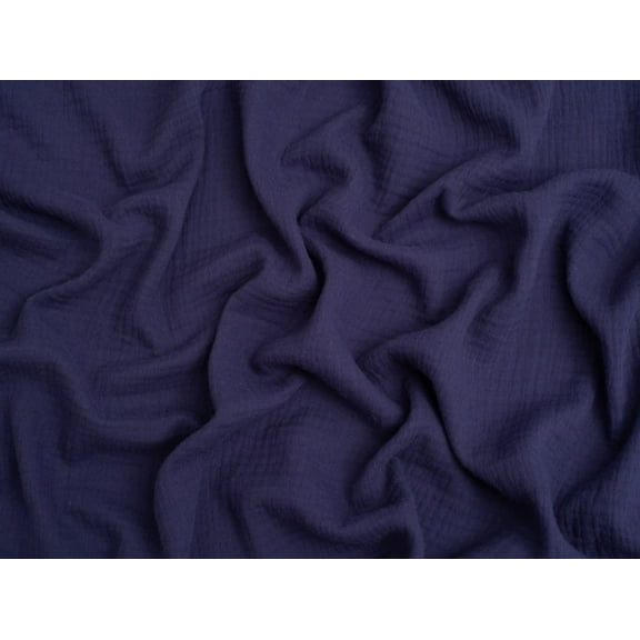 Minerva Core Range Cotton Double Gauze Fabric Dark Jeans Blue - per yard