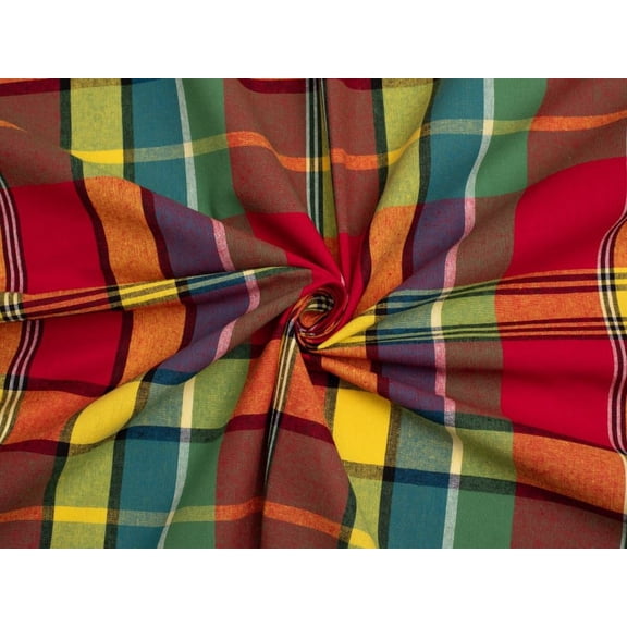 Minerva Core Range Cotton Madras Shirting Fabric Red - per yard