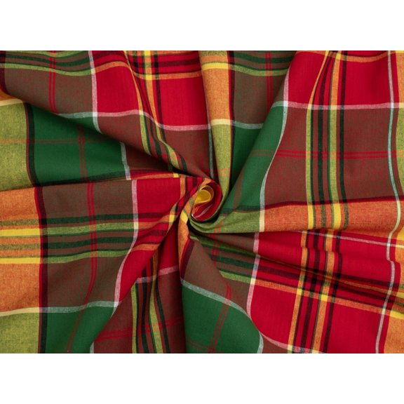 Minerva Core Range Cotton Madras Shirting Fabric Vermilion - per yard