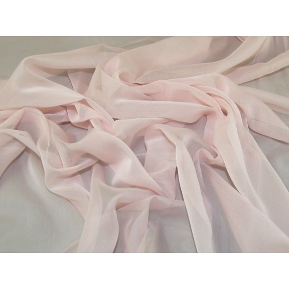 Minerva Core Range Gemini Crinkle Sheer Chiffon Fabric, Shell Pink Solid for Dressmaking, 58" Wide, By the Yard