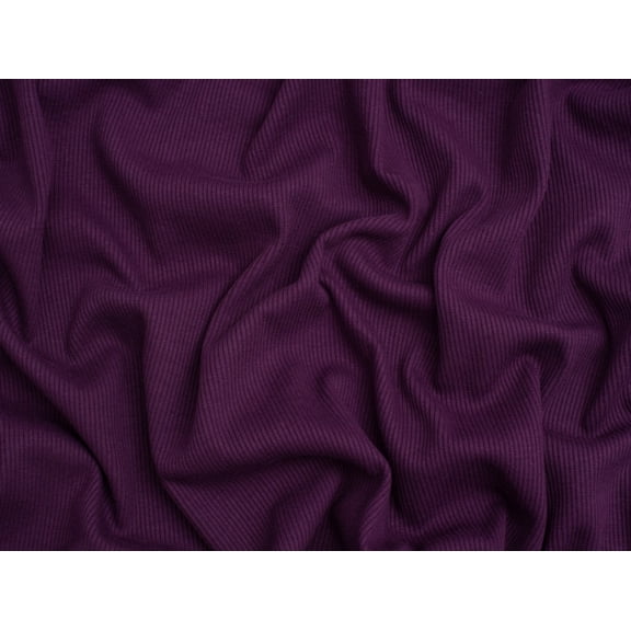 Minerva Core Range Heavy Cotton Rib Stretch Knit Fabric Dark Purple - per yard