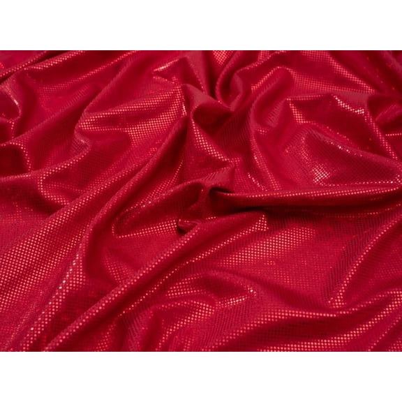 Minerva Core Range Hologram Dot ITY Silky Stretch Knit Fabric Red - per yard