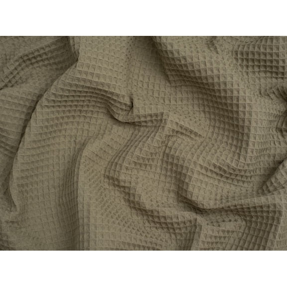 Minerva Core Range Medium Cotton Waffle Fabric Olive Green - per yard