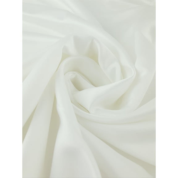 Minerva Core Range Recycled Polyester Matt Satin Fabric, Ivory Solid for Bridal Dressmaking, 57" Wide, By the Yard
