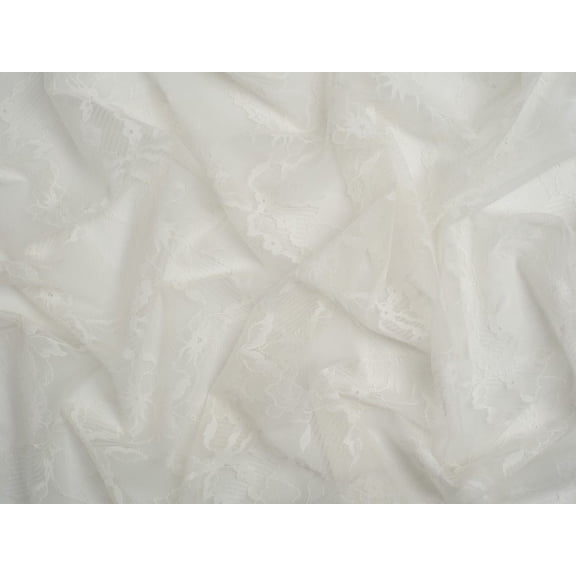 Minerva Core Range Stretch Floral Lace Fabric Ivory - per yard