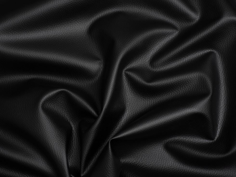 Minerva Core Range Textured Faux Leather Fabric Black - per yard