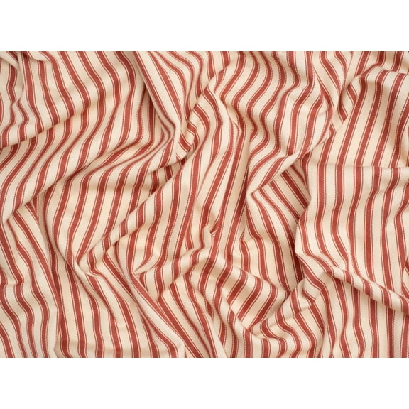 Minerva Core Range Ticking Stripe Canvas Fabric Terracotta - per yard
