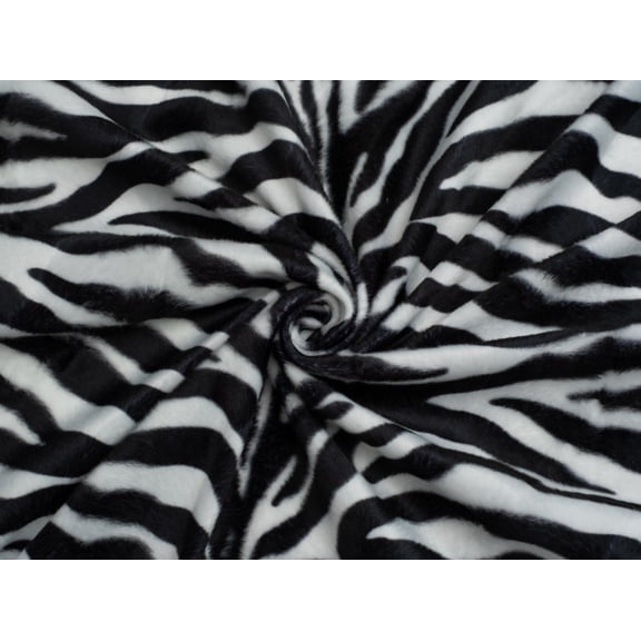 Minerva Core Range Velboa Faux Fur Fabric Cream Zebra - per yard