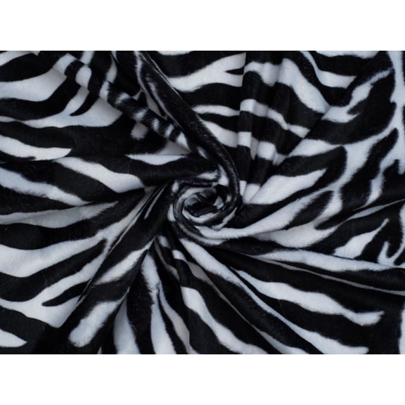 Minerva Core Range Velboa Faux Fur Fabric White Zebra - per yard