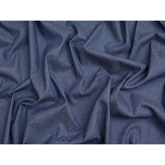 Minerva Core Range Washed Cotton Chambray Fabric Indigo Blue - per yard