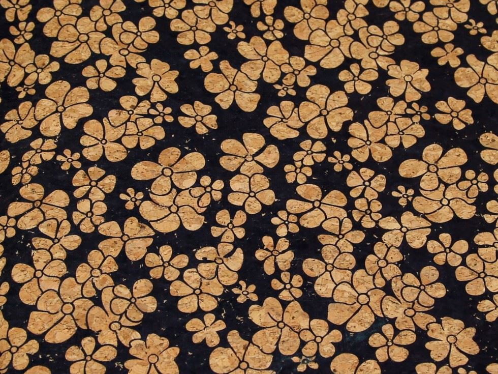 Minerva Deadstock Cork Leather Fabric Navy - per yard