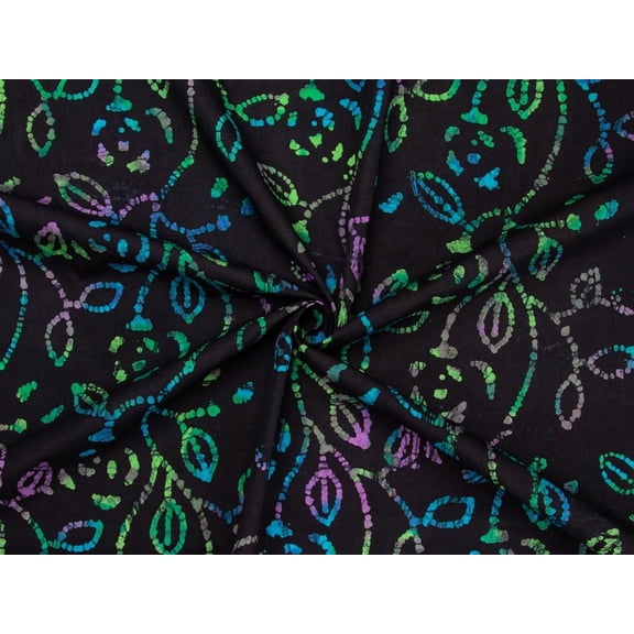 Minerva Cotton Batik Fabric Black Multi - per yard