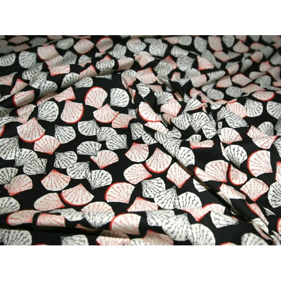 Minerva Cotton Lawn Fabric Black/Red - per yard