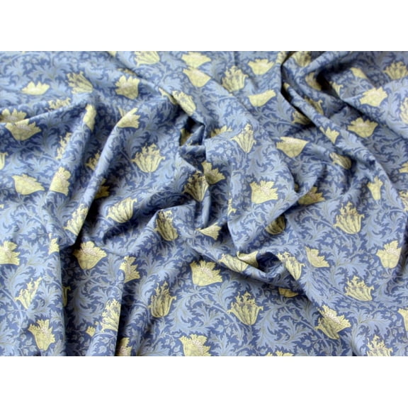 Minerva Cotton Lawn Fabric Blue/Denim/Cream - per yard
