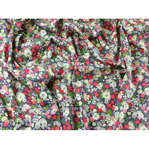 Minerva Cotton Lawn Fabric Navy, Multicoloured - per yard