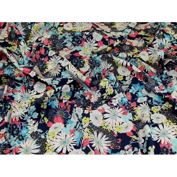 Minerva Cotton Lawn Fabric Navy - per yard