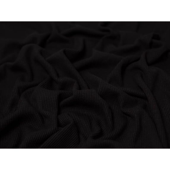 Minerva Cotton Waffle Textured Stretch Knit Fabric Black - per yard